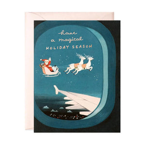 JooJoo Paper Greeting Card - Plane Window Santa