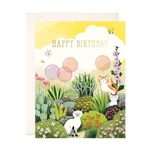 JooJoo Paper Greeting Card - Cats In Garden