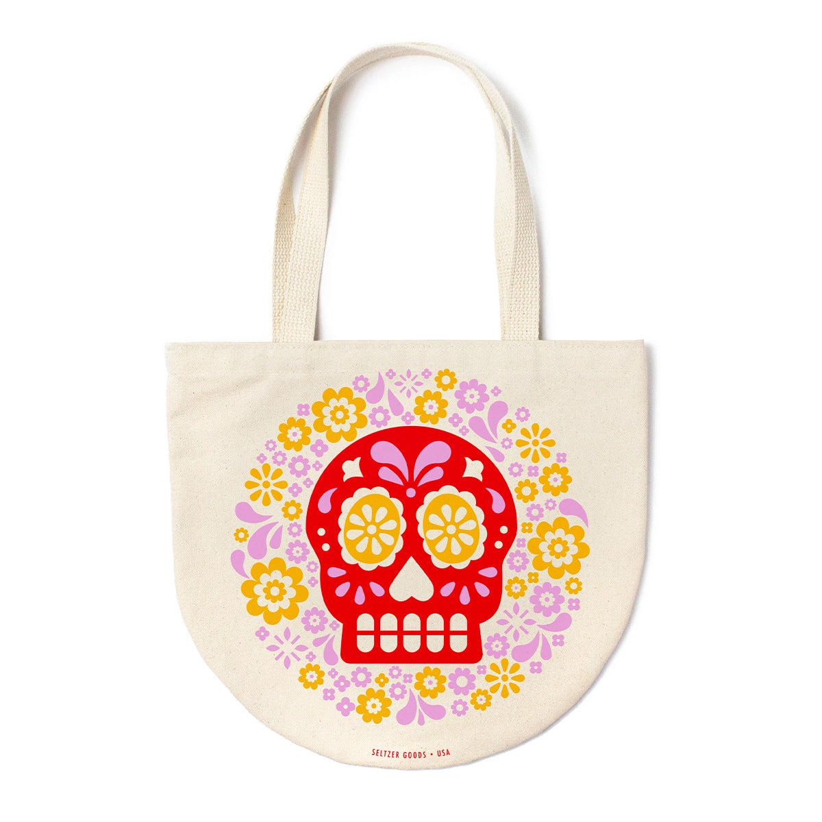 Round Canvas Tote - Sugar Skull