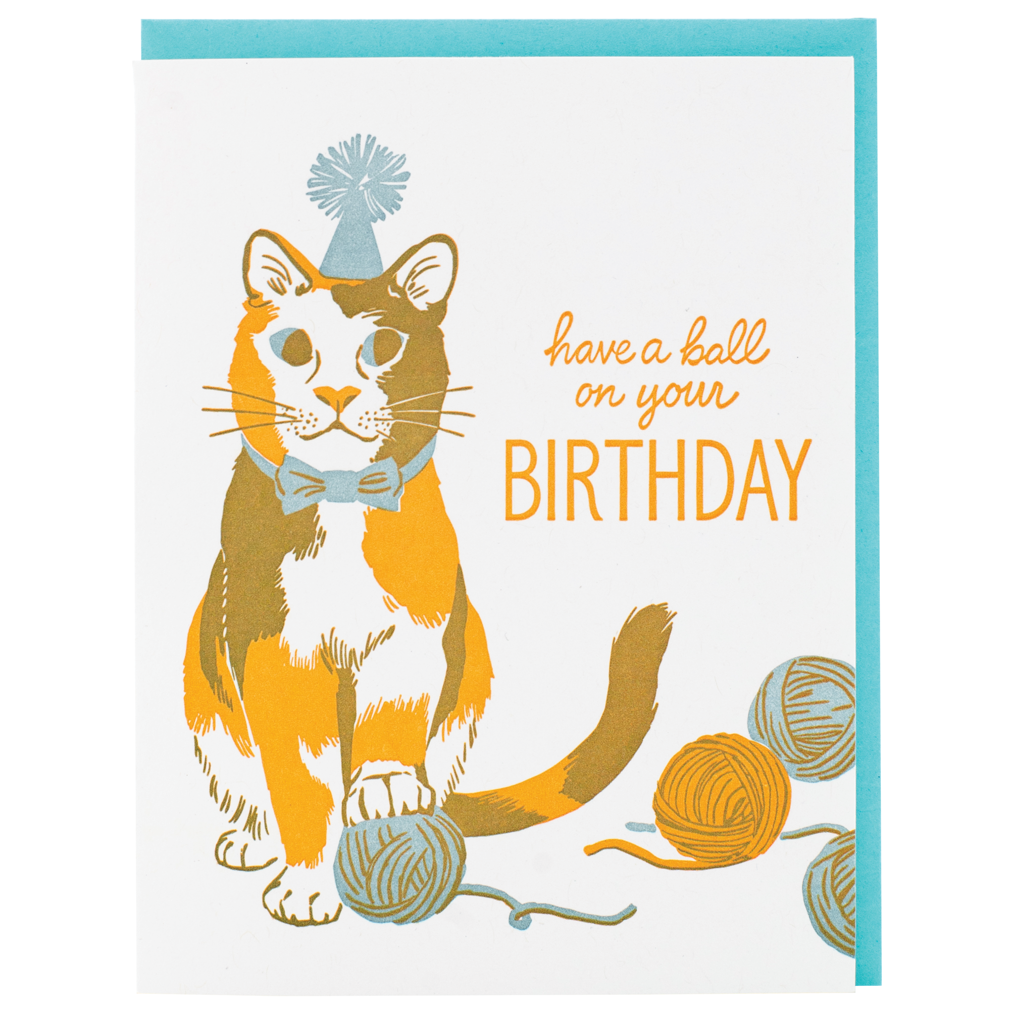 Smudge Ink Greeting Card - Calico Cat