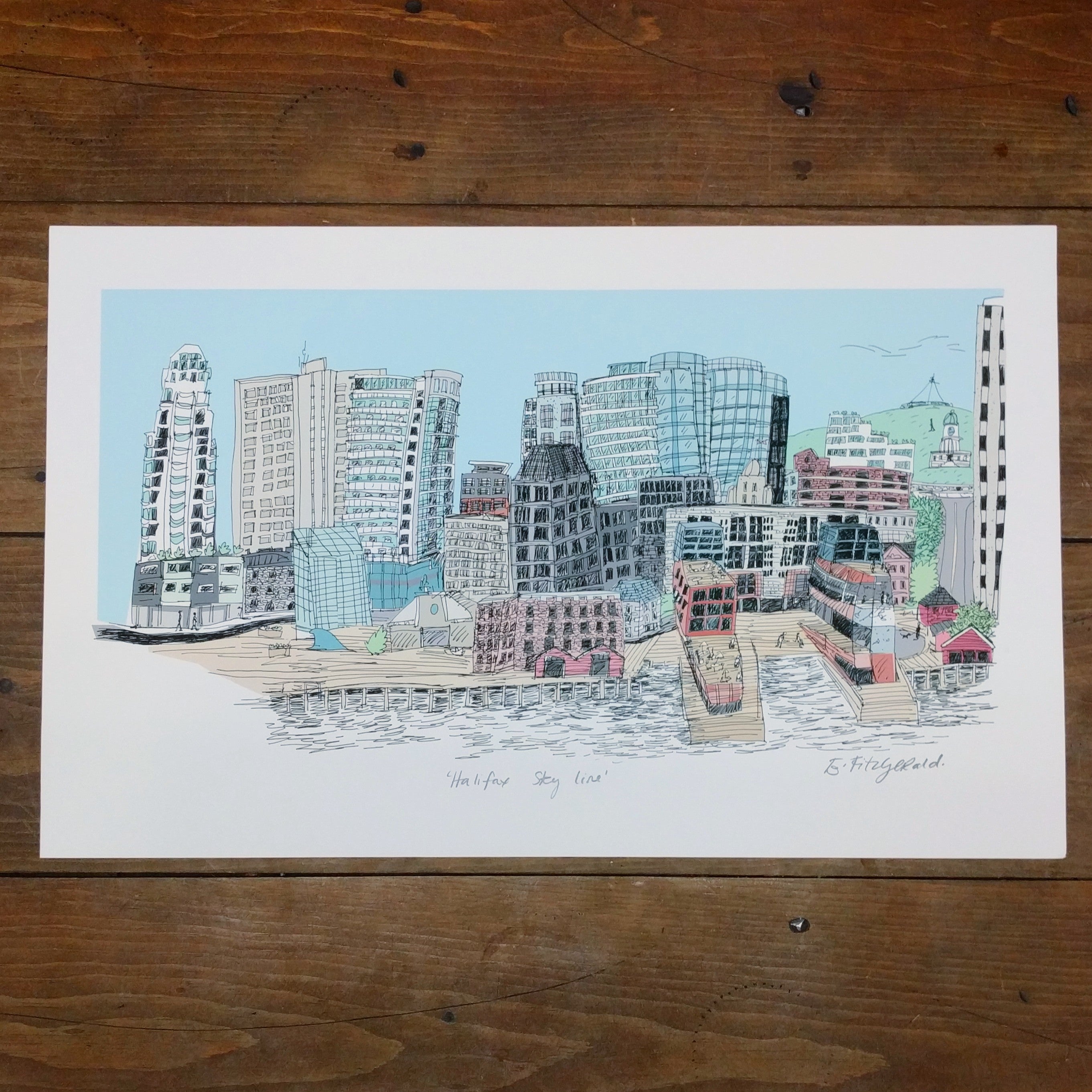 Emma Fitzgerald Art Print - Halifax Skyline 15x22