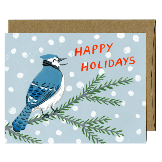 Kat Frick Miller Greeting Card - Happy Holidays Bluejay